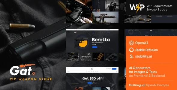 Gat – Gun & Weapon Store WordPress Theme